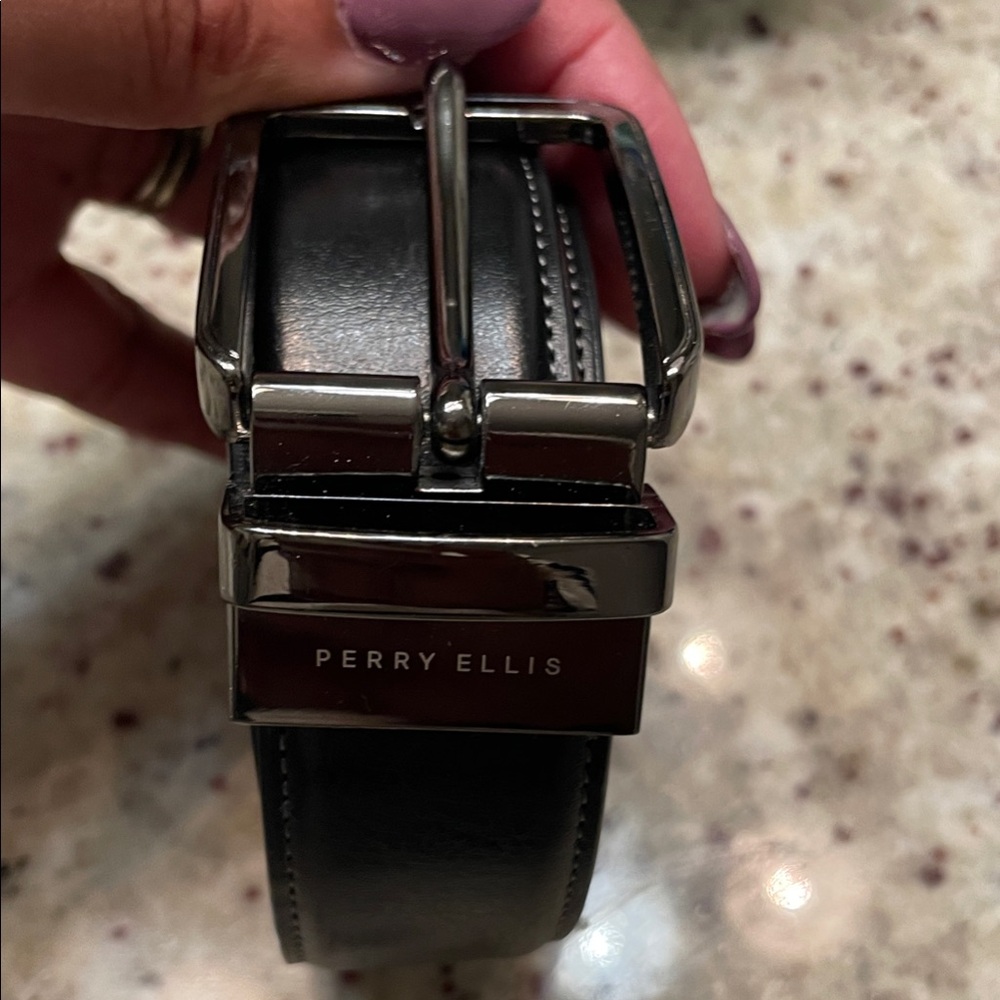 Perry Ellis Black Belt with Metallic Buckle
